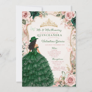 Convites Elegante Vaquera Esmeralda Verde Charra Quinceañer