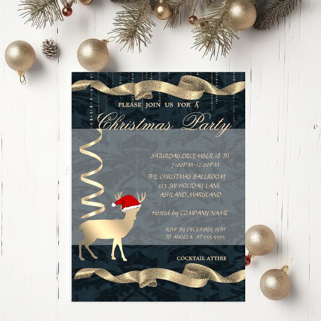 Convites Elegante Veado de Natal Chapéu de Papai Noel,Festa (Criador carregado)