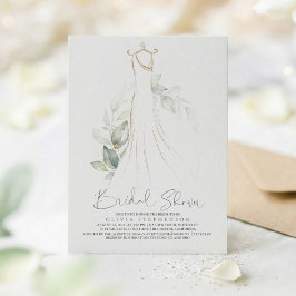 Convites Elegante Vegetação e Vestido de Noiva Chá de Bebê/