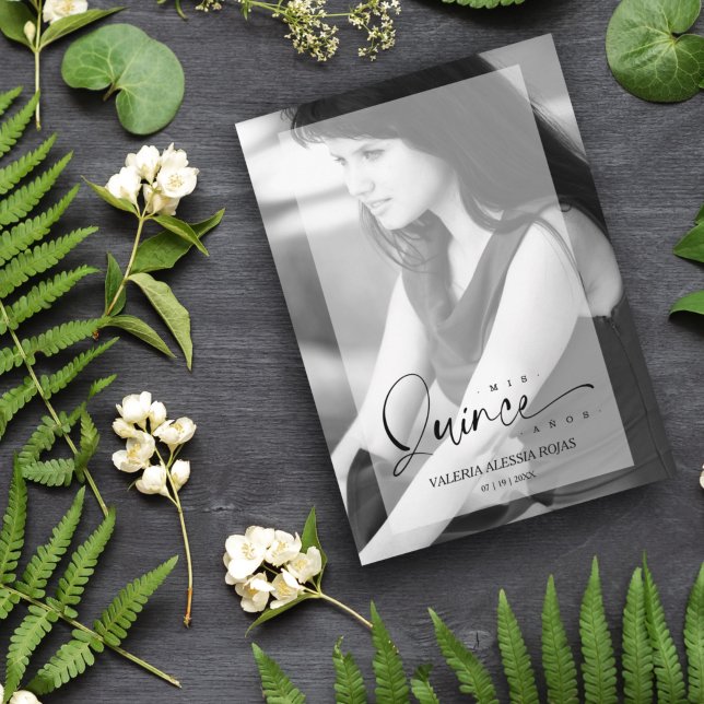 Convites Elegante Vellum Effect Quinceañera sofisticado (Criador carregado)