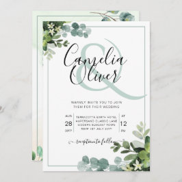Convites Elegante Verde Botânico Ampersand Wedding Invit