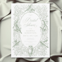 Elegante Verde Chinoiserie Natureza & Aves Chuveir