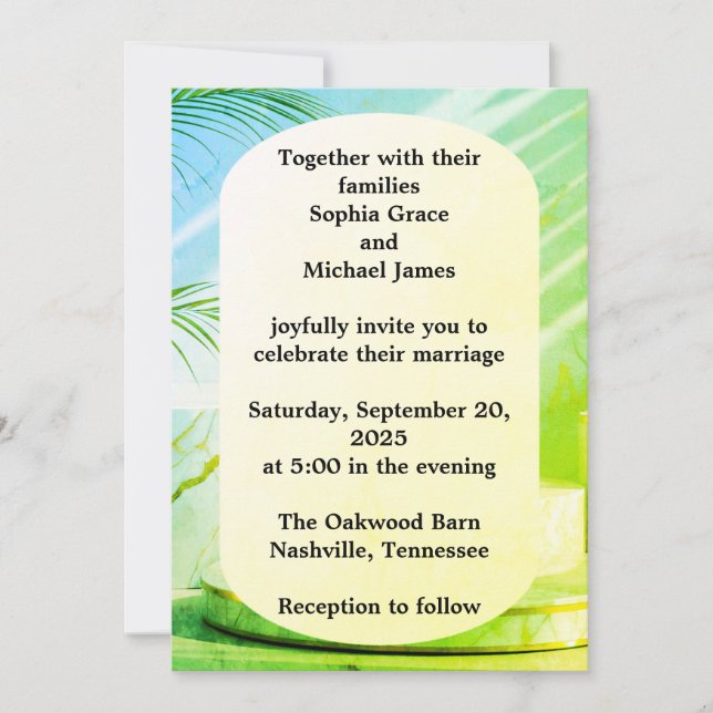 Convites Elegante Verde Deixa a Natureza Design | Botão Mín (Frente)