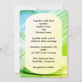 Convites Elegante Verde Deixa a Natureza Design | Botão Mín