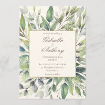 Elegante Verde Dourado Deixa Casamento de Aquarela