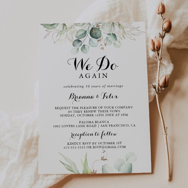 Convites Elegante Verde Dourado Votamos Novamente Renovação (Criador carregado)