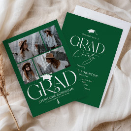 Convites Elegante Verde e Branco Festa de Graduação com 4 F