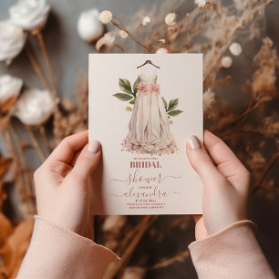 Convites Elegante Verde e Chá de panela de Vestido Casado