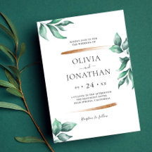 Elegante Verde e Dourado Casamento Minimalista