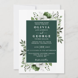 Convites Elegante Verde Esmeralda Floral Casamento Tudo Em
