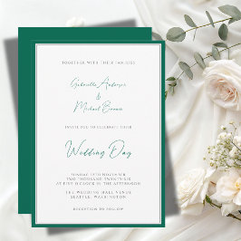 Convites Elegante Verde Esmeralda Minimalista