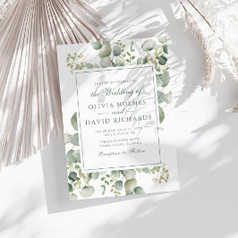 Convites Elegante Verde Eucalipto Botânico Casamento