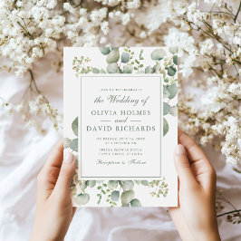 Convites Elegante Verde Eucalipto Botânico Casamento