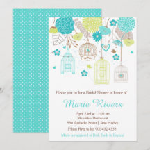 Elegante Verde Floral e Chá de panela Azul