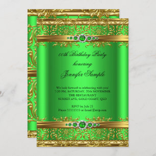 Convites Elegante Verde limão Dourado Damask Diamond Birthd