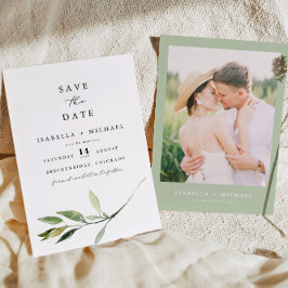 Convites Elegante Verde Mínimo ISABELLA Salvar a Data