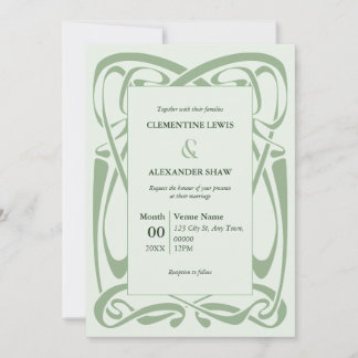 Convites Elegante Verde Sage no Ribbon Vintage Verde Mint