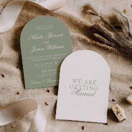 Convites Elegante Verde Salvia Boho Moderno Arco Casamento