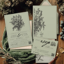 Elegante Verde Sálvia Vintage Floral Boho Casament