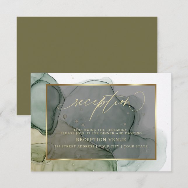 Convites Elegante Verde Terroso Tinta Alcoólica (Frente/Verso)