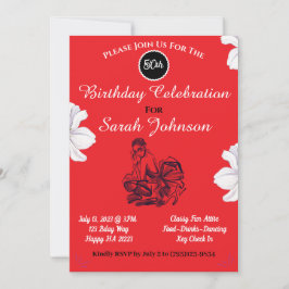 Convites Elegante Vermelho Vermelho Clássico Preto e Branco