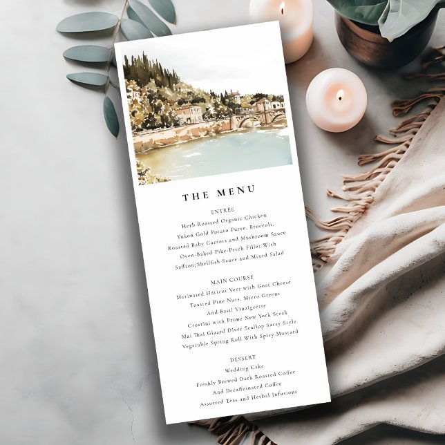 Convites Elegante Verona Adige River Italy Wedch Menu Card (Criador carregado)