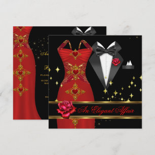 Convites Elegante vestido vermelho Affair Black Tie Rosa ve