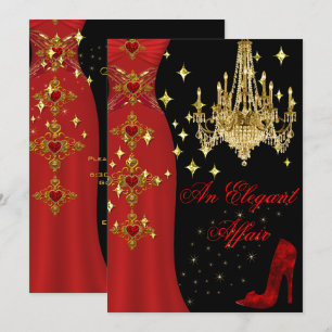 Convites Elegante vestido vermelho para um aniversário com