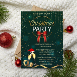 Convites Elegante Vidro, Empresa do Chapéu de Papai Noel Fe