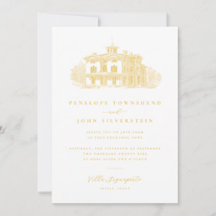 Convites Elegante Vila Italiana Vintage Bodas de Ouro