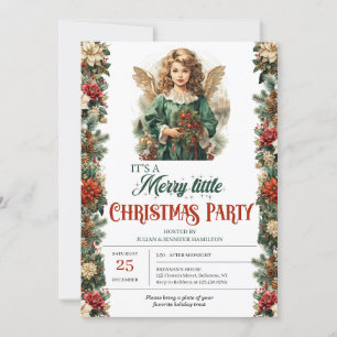 Convites Elegante Vintage Anjo de Natal Vitoriano
