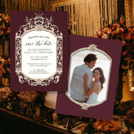 Convites Elegante Vintage Barroco Victoriano Burgundy Doura