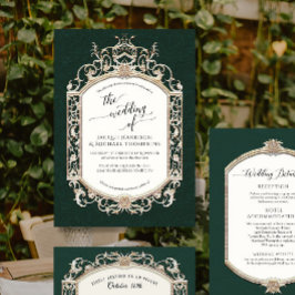 Convites Elegante Vintage Barroco Victoriano Esmeralda Dour