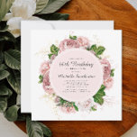 Convites Elegante Vintage Blush Floral Rosa 60º Aniversário<br><div class="desc">Uma elegante e moderna camada botânica/jardim,  cor-de-rosa-d'água,  cor-de-rosa,  floral (rosas) e folhas verdes pintadas no 60º convite de aniversário. O texto,  a fonte,  o tamanho e a cor da fonte são completamente personalizáveis,  de modo que este cartão pode ser personalizado de acordo com as suas necessidades.</div>
