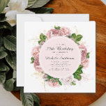 Convites Elegante Vintage Blush Pink Floral 70 Aniversário<br><div class="desc">Uma elegante e moderna camada botânica/jardim,  cor-de-rosa-d'água,  cor-de-rosa,  floral (rosas) e folhas verdes pintadas num convite de 70 branco quadrado. O texto,  a fonte,  o tamanho e a cor da fonte são completamente personalizáveis,  de modo que este cartão pode ser personalizado de acordo com as suas necessidades.</div>
