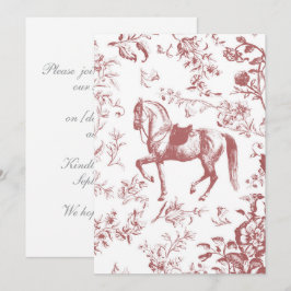 Convites Elegante Vintage Cavalo Floral Rosa-Rosa-Rosa-Rosa