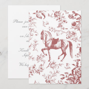 Convites Elegante Vintage Cavalo Floral Rosa-Rosa-Rosa-Rosa