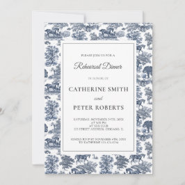 Convites Elegante Vintage Chic Blue Horse Toile