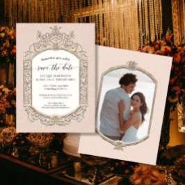 Convites Elegante Vintage, cor-de-rosa vitoriano e fotograf