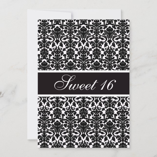 Convites Elegante Vintage Damask 16 Party (Frente)