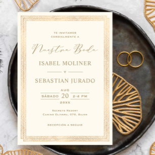 Convites Elegante Vintage Dourado Ornado Nossa Noiva Casame
