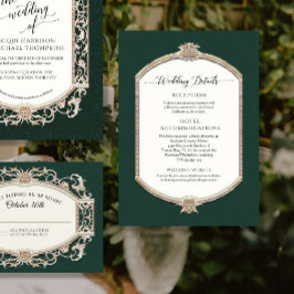 Convites Elegante Vintage Emerald em Detalhes Dourados do C