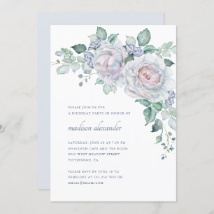 Convites Elegante Vintage - Festa de aniversário Floral
