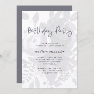 Convites Elegante Vintage - Festa de aniversário Floral