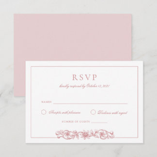 Convites Elegante Vintage Floral Blush Pink Casamento RSVP