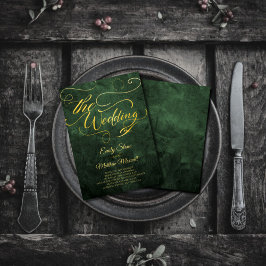 Convites Elegante Vintage Livro Verde Antigo, Caligrafia Do