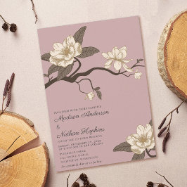 Convites Elegante Vintage Magnolia Blush Casamento Rosa