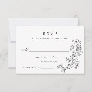 Convites Elegante Vintage Ornament Design Wedding RSVP