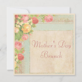 Convites Elegante Vintage Rosa Brunch
