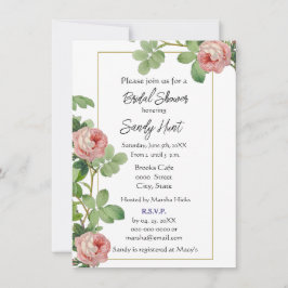 Convites Elegante Vintage Rosa Rosa Chá de panela Floral